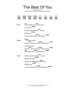 page one of Best Of You (Guitar Chords/Lyrics)