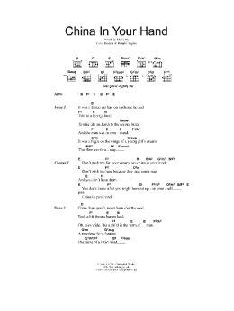 page one of China In Your Hand (Guitar Chords/Lyrics)