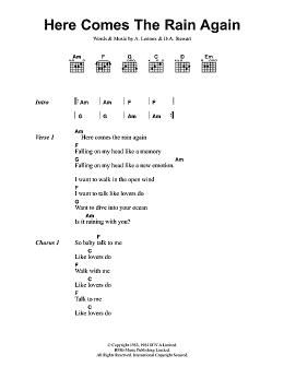 page one of Here Comes The Rain Again (Guitar Chords/Lyrics)