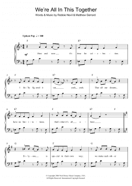 page one of We're All In This Together (from High School Musical) (Beginner Piano (Abridged))