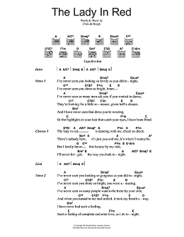 page one of The Lady In Red (Guitar Chords/Lyrics)