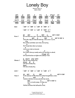 page one of Lonely Boy (Guitar Chords/Lyrics)