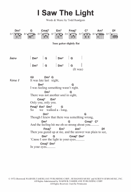 page one of I Saw The Light (Guitar Chords/Lyrics)