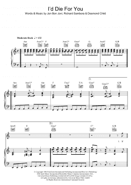 page one of I'd Die For You (Piano, Vocal & Guitar Chords)