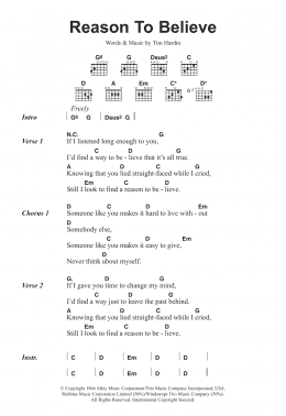 page one of Reason To Believe (Guitar Chords/Lyrics)