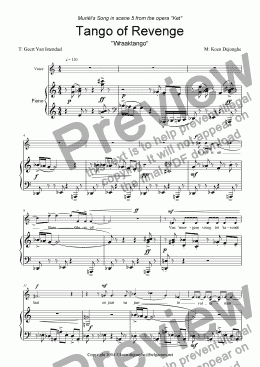 page one of "Tango of Revenge"  for voice and piano