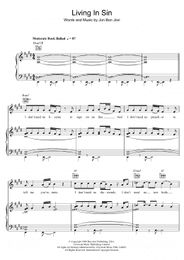 page one of Living In Sin (Piano, Vocal & Guitar Chords)