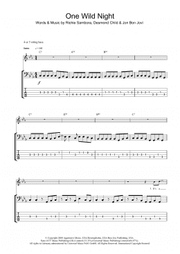 page one of One Wild Night (Bass Guitar Tab)