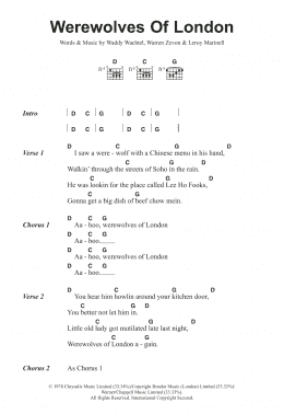 page one of Werewolves Of London (Guitar Chords/Lyrics)