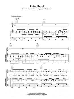 page one of Bullet Proof (Piano, Vocal & Guitar Chords)