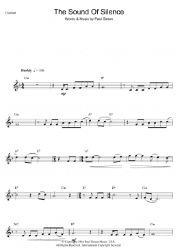 page one of The Sound Of Silence (Clarinet Solo)