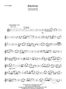 page one of Electricity (Lead Sheet / Fake Book)