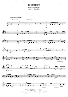 page one of Electricity (from Billy Elliot: The Musical) (Violin Solo)