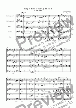 page one of Song Without Words Op. 85 No. 5