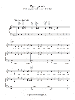 page one of Only Lonely (Piano, Vocal & Guitar Chords)
