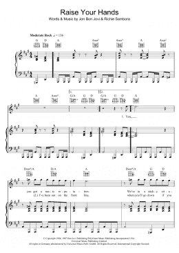 page one of Raise Your Hands (Piano, Vocal & Guitar Chords)