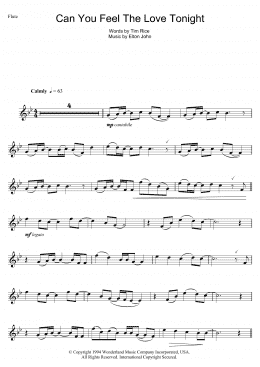 page one of Can You Feel The Love Tonight (from The Lion King) (Flute Solo)
