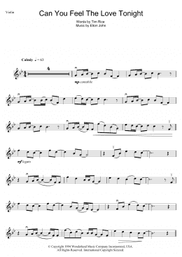 page one of Can You Feel The Love Tonight (from The Lion King) (Violin Solo)