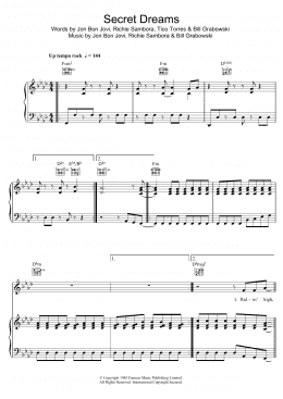 page one of Secret Dreams (Piano, Vocal & Guitar Chords)