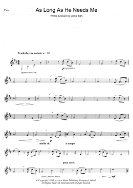 page one of As Long As He Needs Me (from Oliver!) (Flute Solo)