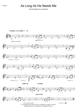 page one of As Long As He Needs Me (from Oliver!) (Clarinet Solo)