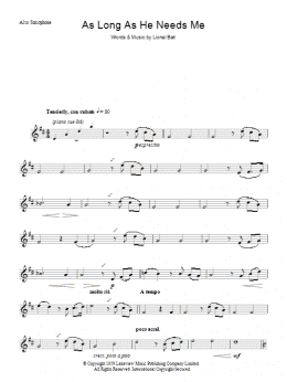 page one of As Long As He Needs Me (Lead Sheet / Fake Book)