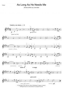 page one of As Long As He Needs Me (from Oliver!) (Violin Solo)