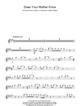 page one of Does Your Mother Know (Lead Sheet / Fake Book)