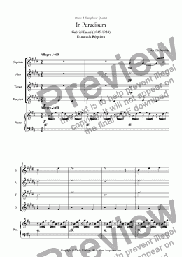 page one of Fauré - Requiem (In Paradisum) - Sax Quartet + Piano