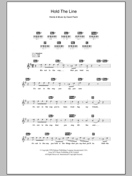 page one of Hold The Line (Piano Chords/Lyrics)