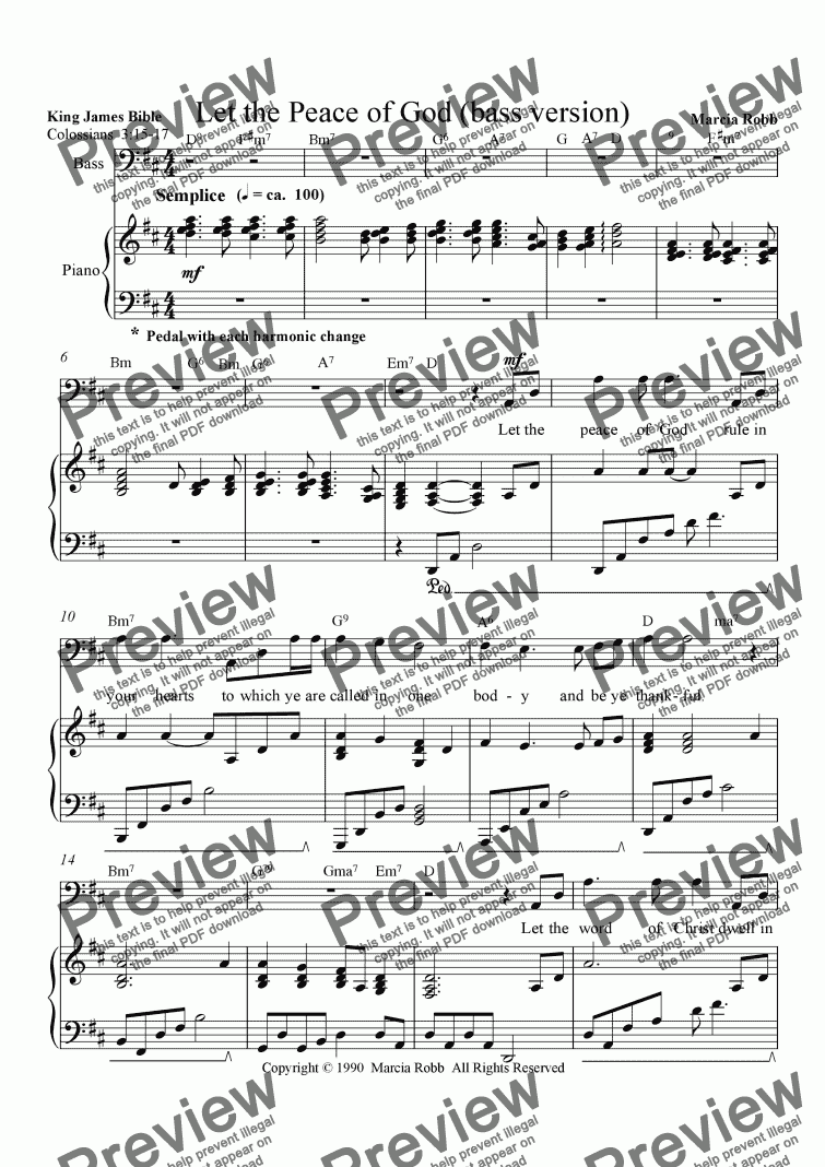 page one of Let the Peace of God (bass version)