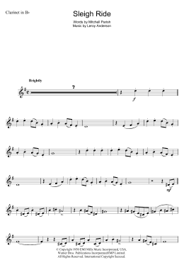 page one of Sleigh Ride (Clarinet Solo)