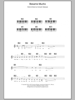 page one of Besame Mucho (Kiss Me Much) (Piano Chords/Lyrics)