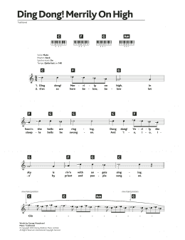 page one of Ding Dong! Merrily On High (Piano Chords/Lyrics)
