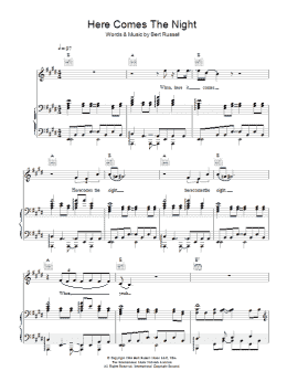 page one of Here Comes The Night (Piano, Vocal & Guitar Chords)