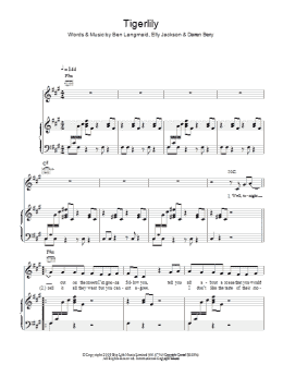 page one of Tigerlily (Piano, Vocal & Guitar Chords)