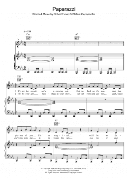 page one of Paparazzi (Piano, Vocal & Guitar Chords)