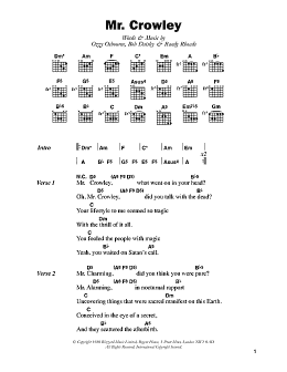 page one of Mr. Crowley (Guitar Chords/Lyrics)