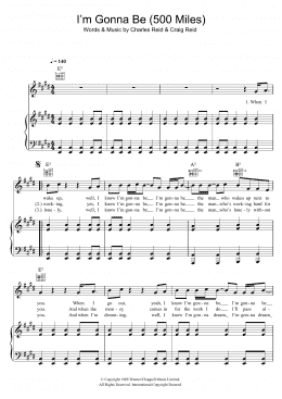 page one of I'm Gonna Be (500 Miles) (Piano, Vocal & Guitar Chords)