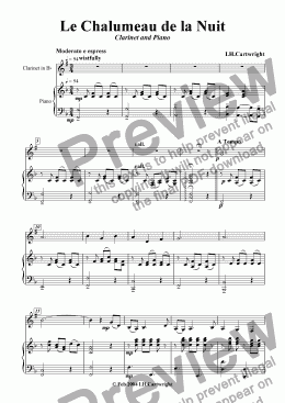 page one of Le Chalumeau de la Nuit for clarinet & piano
