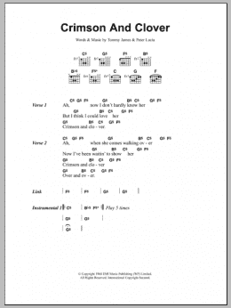 page one of Crimson And Clover (Guitar Chords/Lyrics)