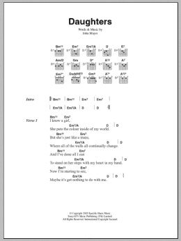 page one of Daughters (Guitar Chords/Lyrics)