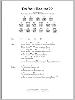 page one of Do You Realize? (Guitar Chords/Lyrics)