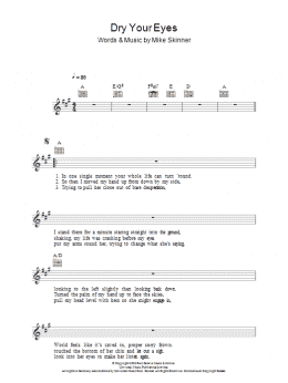 page one of Dry Your Eyes (Lead Sheet / Fake Book)