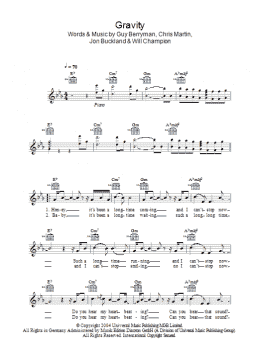 page one of Gravity (Lead Sheet / Fake Book)