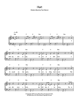 page one of Hurt (Beginner Piano)