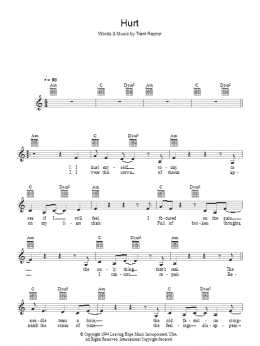 page one of Hurt (Lead Sheet / Fake Book)