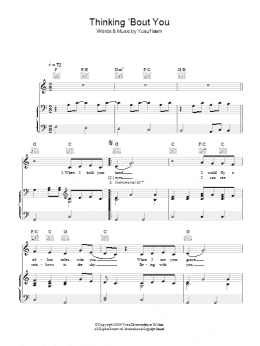 page one of Thinking 'Bout You (Piano, Vocal & Guitar Chords)