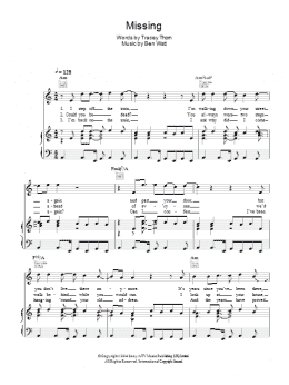 page one of Missing (Piano, Vocal & Guitar Chords)