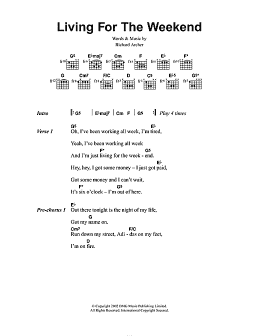 page one of Living For The Weekend (Guitar Chords/Lyrics)